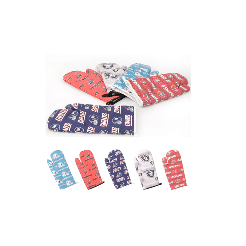 Custom Logo Cooking Baking Barbecue Microwave Oven Mitts Gloves with Digital Printing
