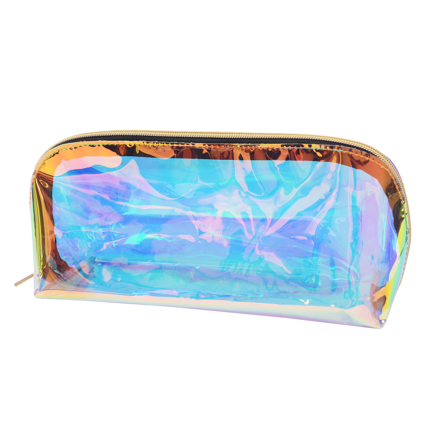 Laser holographic makeup bag rainbow transparent travel toiletry bags clear pvc iridescent cosmetic bag
