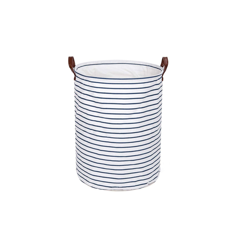 Traveling use for unisex laundry basket with handles striped cotton laundry storage bag