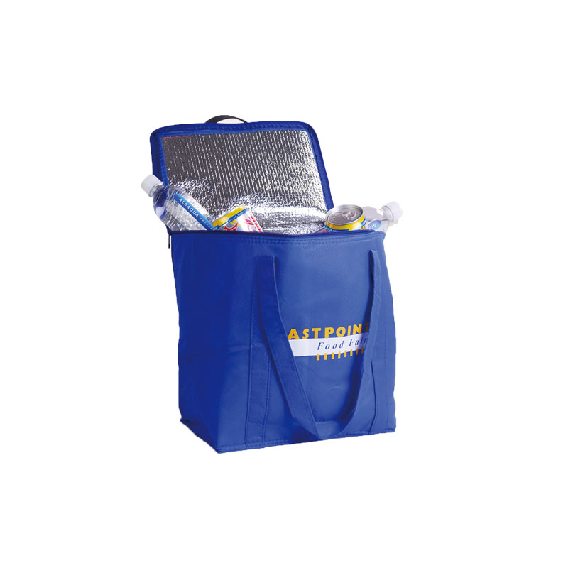 Customized logo printed reusable eco-friendly non woven lunch bag, folding tote food delivery insulated cooler bag