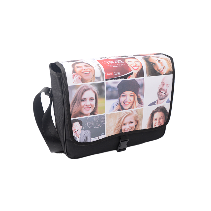 Custom full color printed tarpaulin messenger shoulder laptop business office briefcase bag