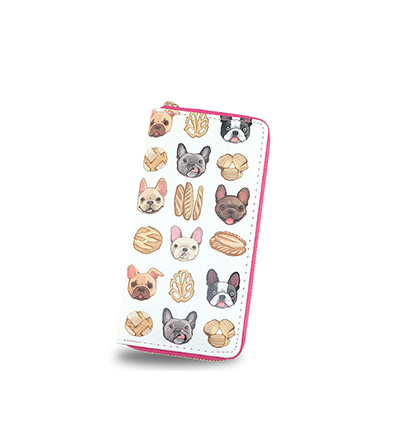 2019 Hot Sale Dog Print PU Women Long Zipper Wallet