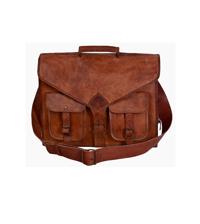 15 Inch Vintage Leather Messenger Laptop Bag Art Briefcase