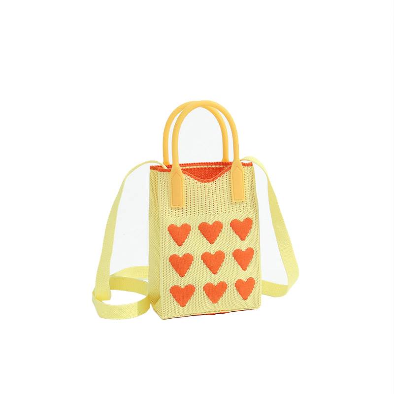 Love colored mobile phone bag, knitted bag, fashionable large capacity handbag