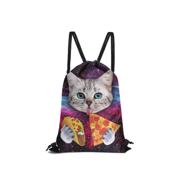 Custom logo printing polyester drawstring bag