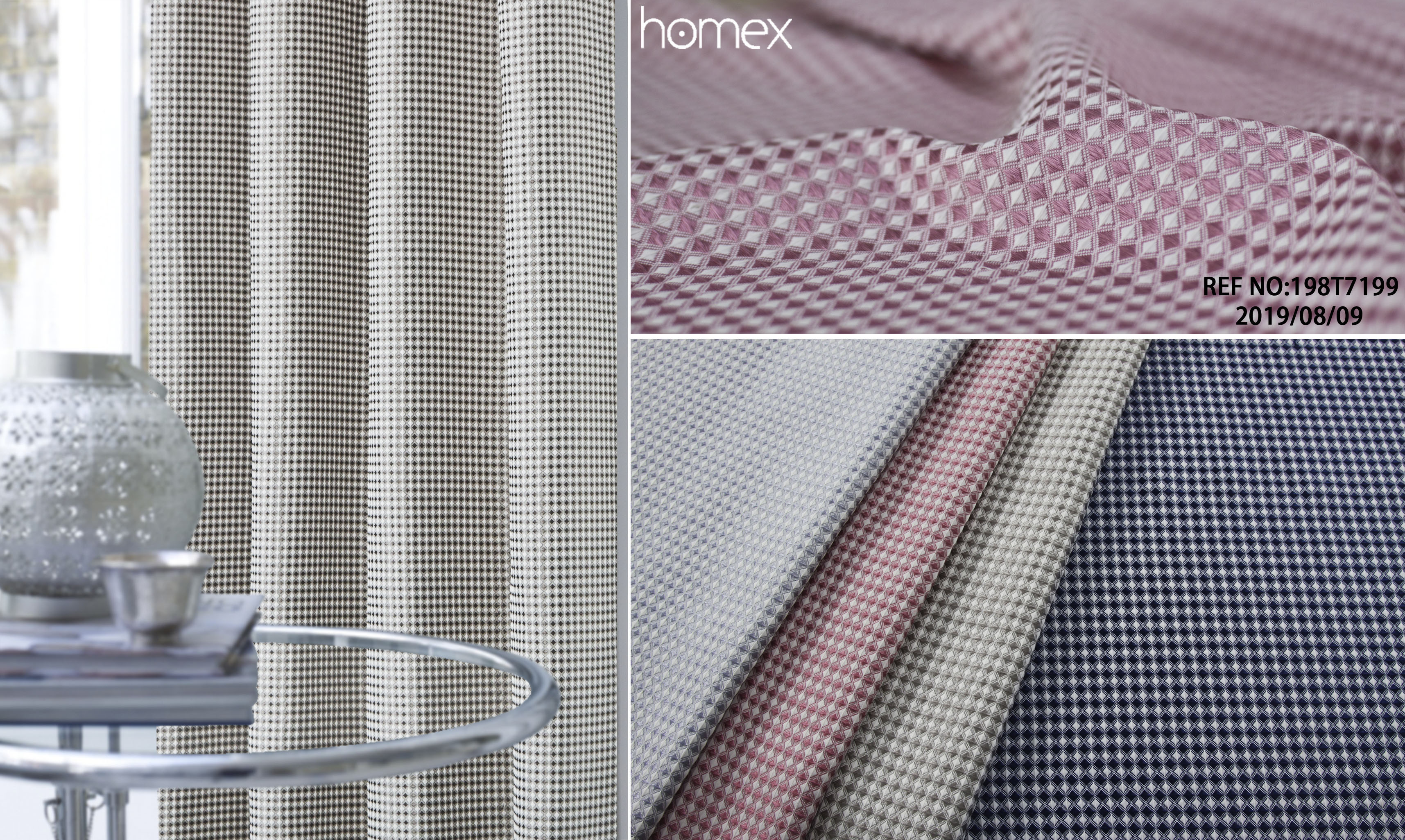 198T7199，JACQUARD-TEXTURE，BLUE-SILVER-PINK-NATURAL