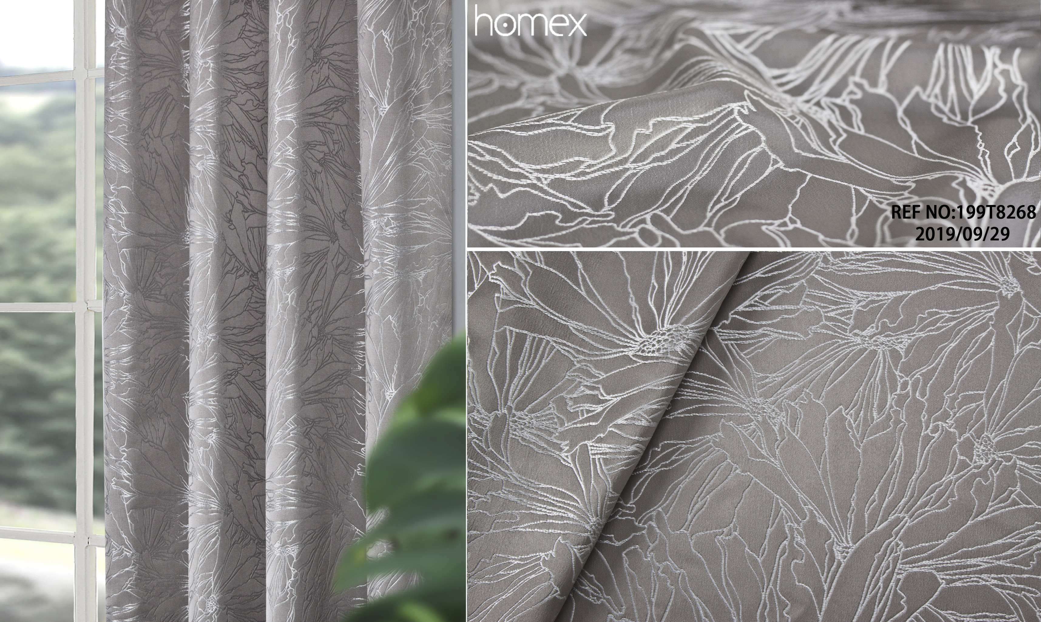 199T8268，JACQUARD-FLORAL，BROWN