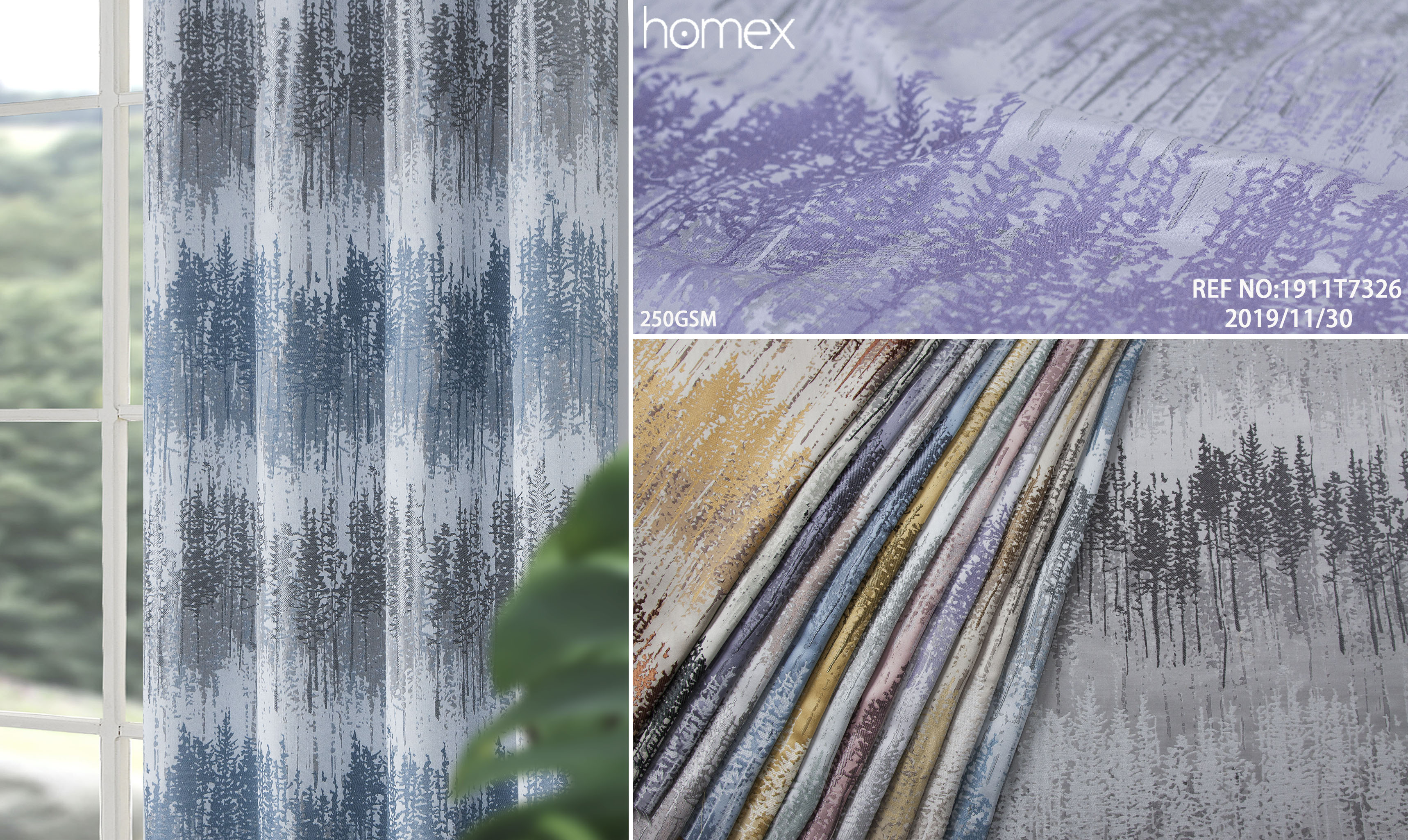 1911T7326，JACQUARD-FLORAL，BLUE-GREY-YELLOW-PINK-PURPLE-BROWN