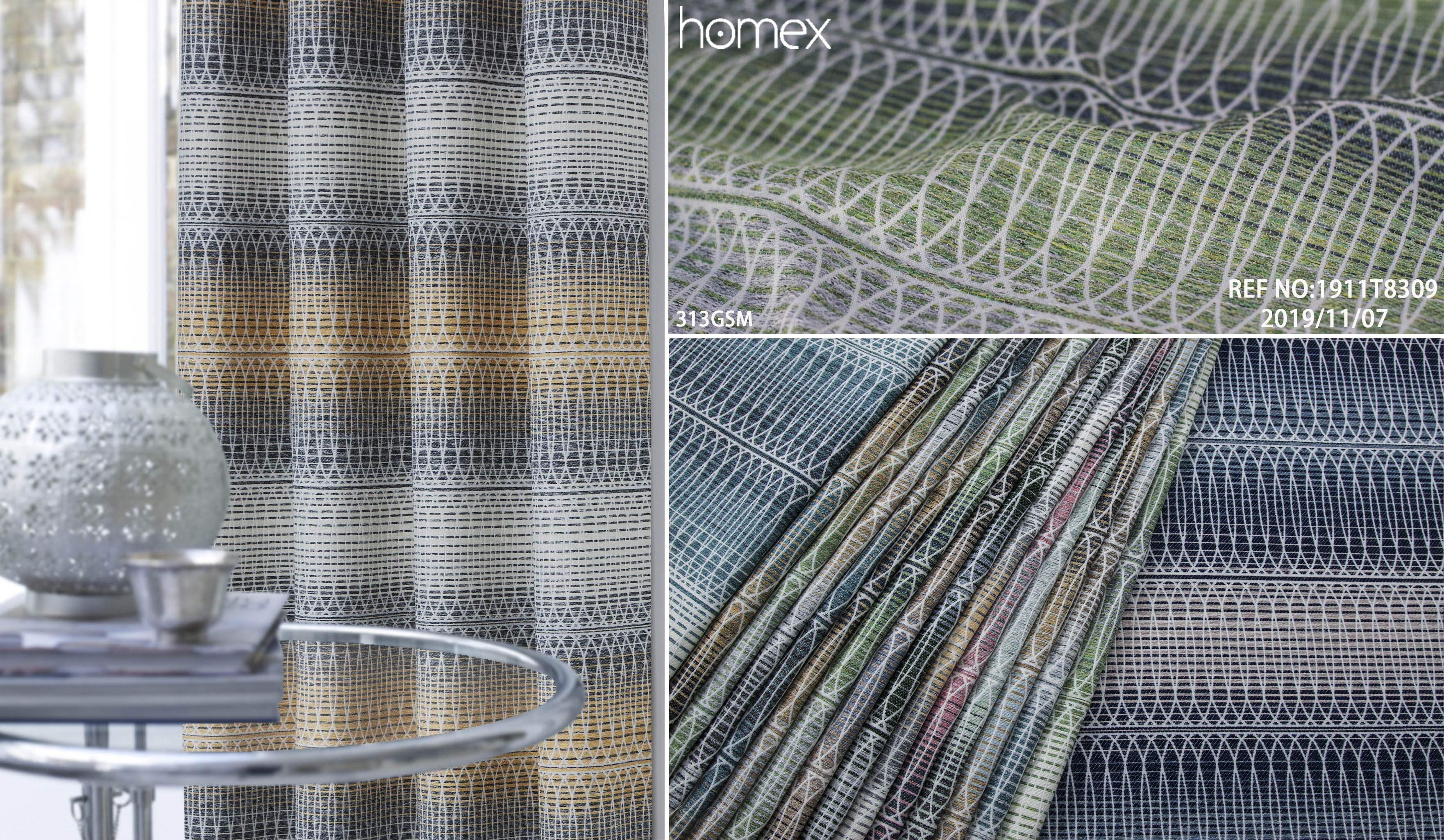 1911T8309，JACQUARD-STRIRE，DUCKEGG-BLUE-GREEN-GOLD-BROWN