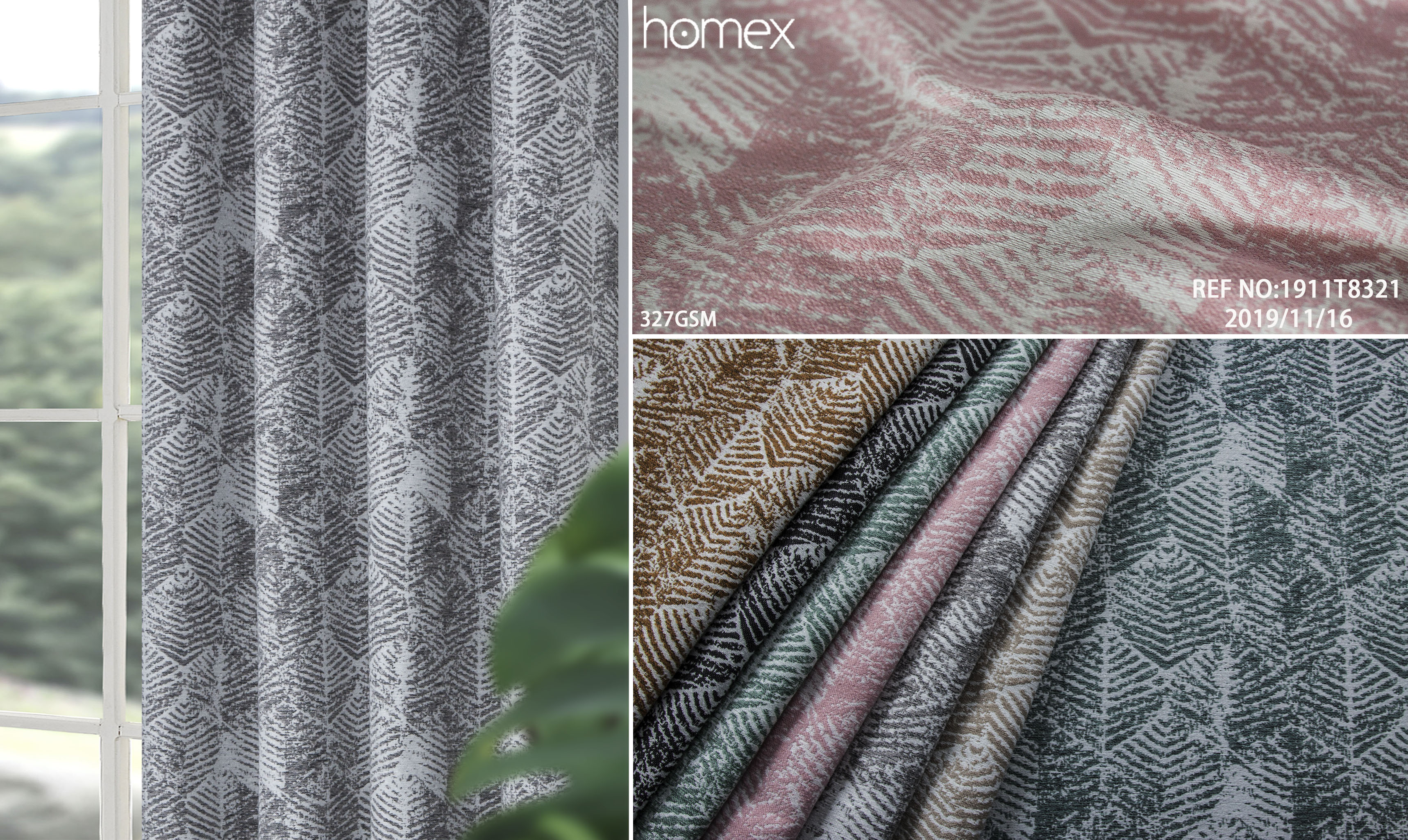 1911T8321，JACQUARD-FLORAL，GREY-PINK-NATURAL-GREEN-BROWN