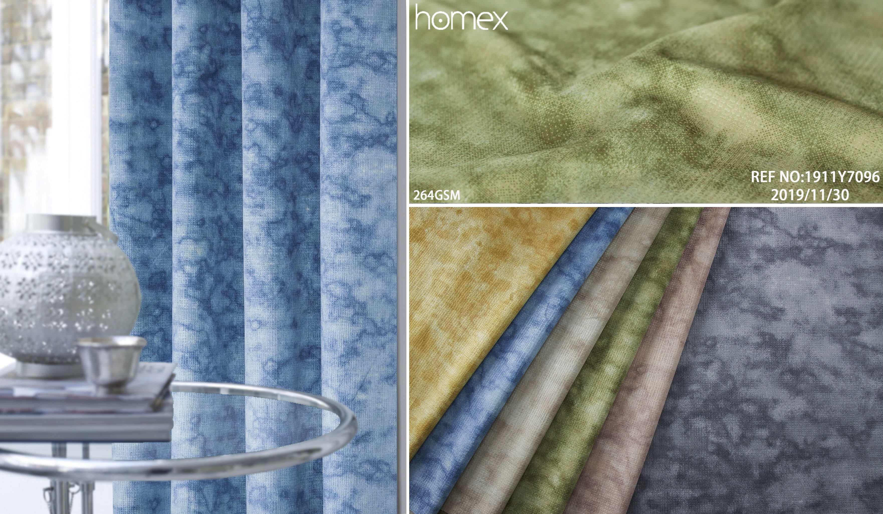 1911Y7096，PRINT-TEXTURE，BLUE-YELLOW-PINK-GREEN-NATURAL-GREY