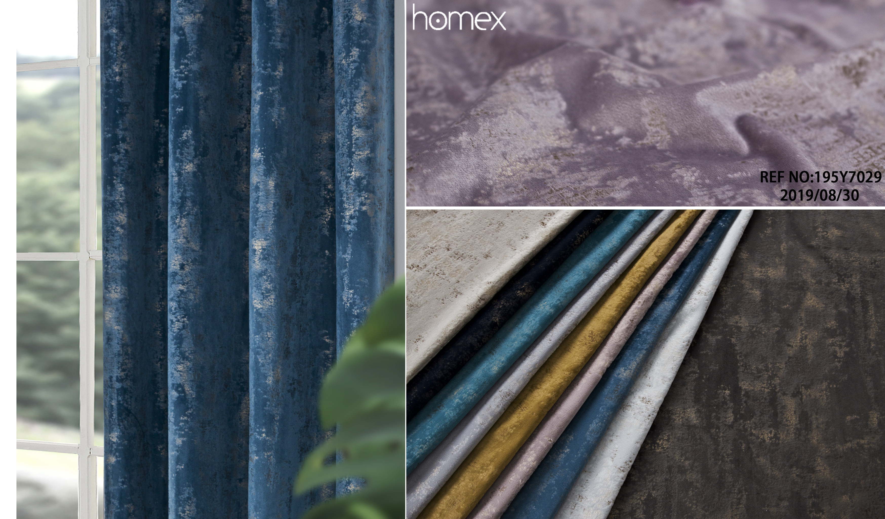 195Y7029，PRINT-TEXTURE-VELVET，BLUE-NATURAL-SILVER-PINK-GOLD-BLACK