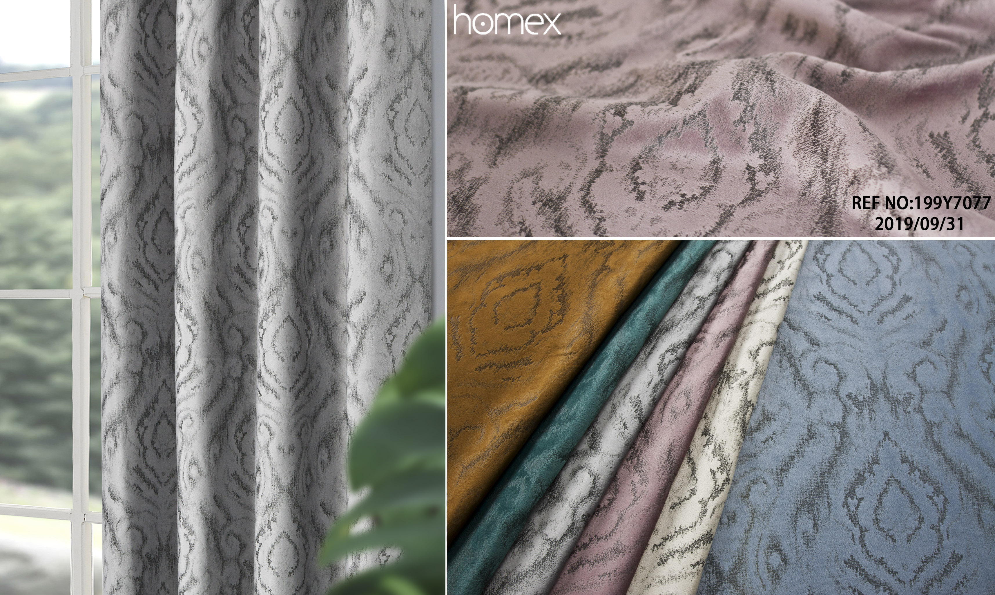 199Y7077，PRINT-TEXTURE-VELVET，BLUE-NATURAL-SILVER-PINK-GOLD-BLACK