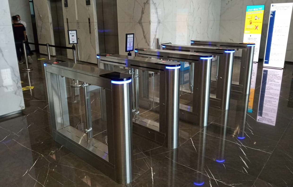 Excelsoo Luxury Swing Barrier SWGB312 for Public Security Bureau wiht Dynamic Face Recognition Terminal ADR08
