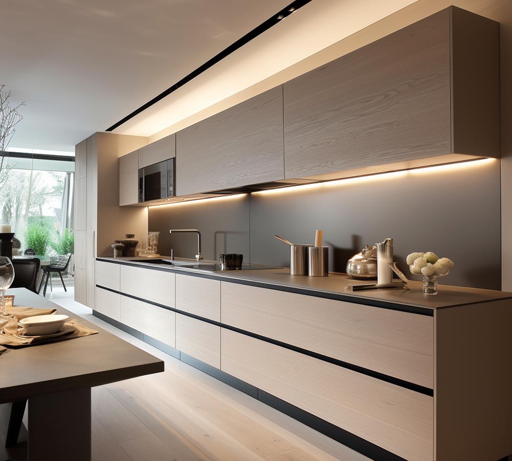 Light oak melamine kitchen cabinets