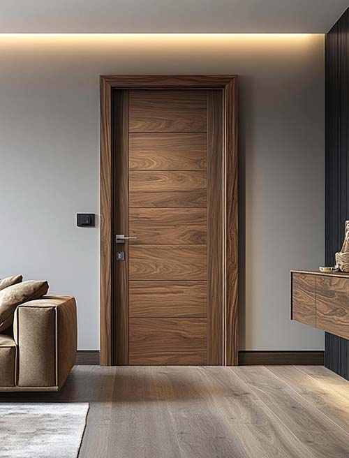 Modern dark brown walnut door