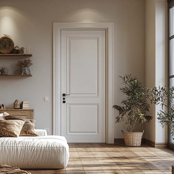 White lacquered wooden door with raised panels