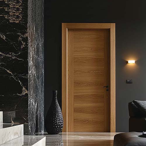 Modern style wooden door in light brown elm veneer
