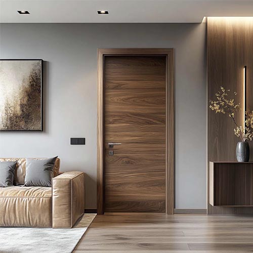 Wood veneer door in dark brown wanlut