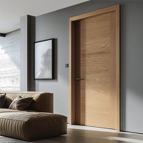 Interior modern door in red oak veneer 
