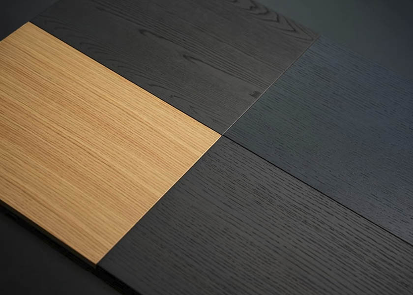 Four samples of natural wood veneer