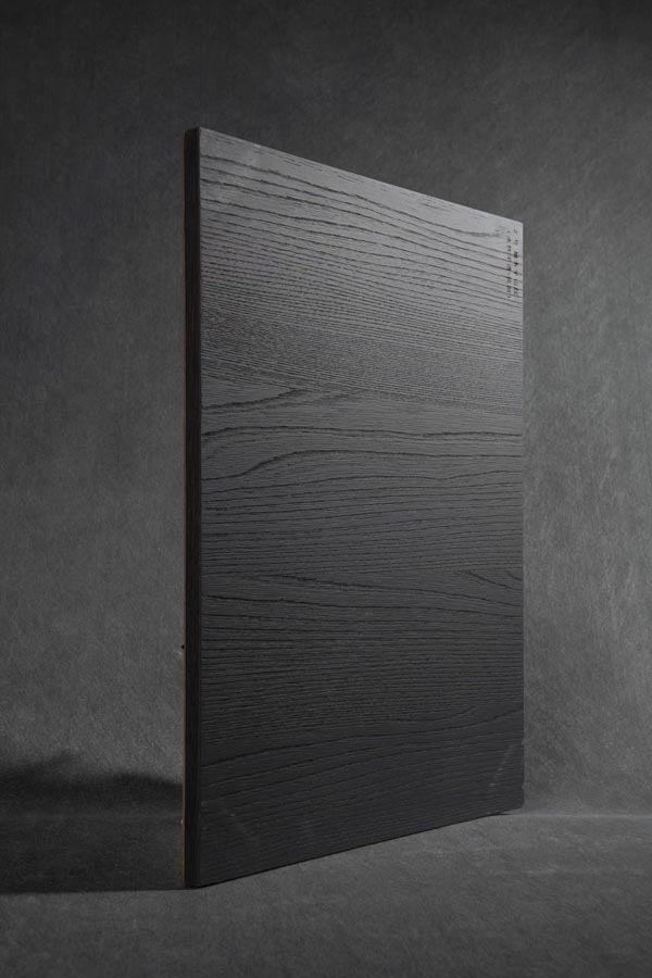 Dark grey elm veneer color sample in crown grain