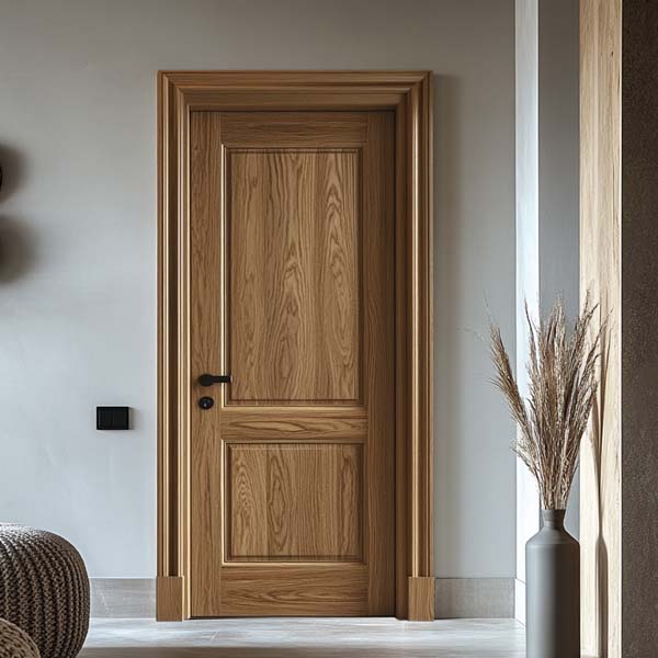 Dark brown solid wood with raised panels