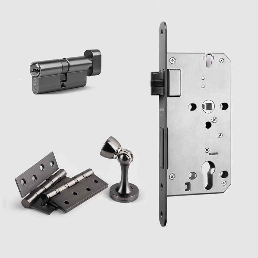 Door hardware for wood veneer doors