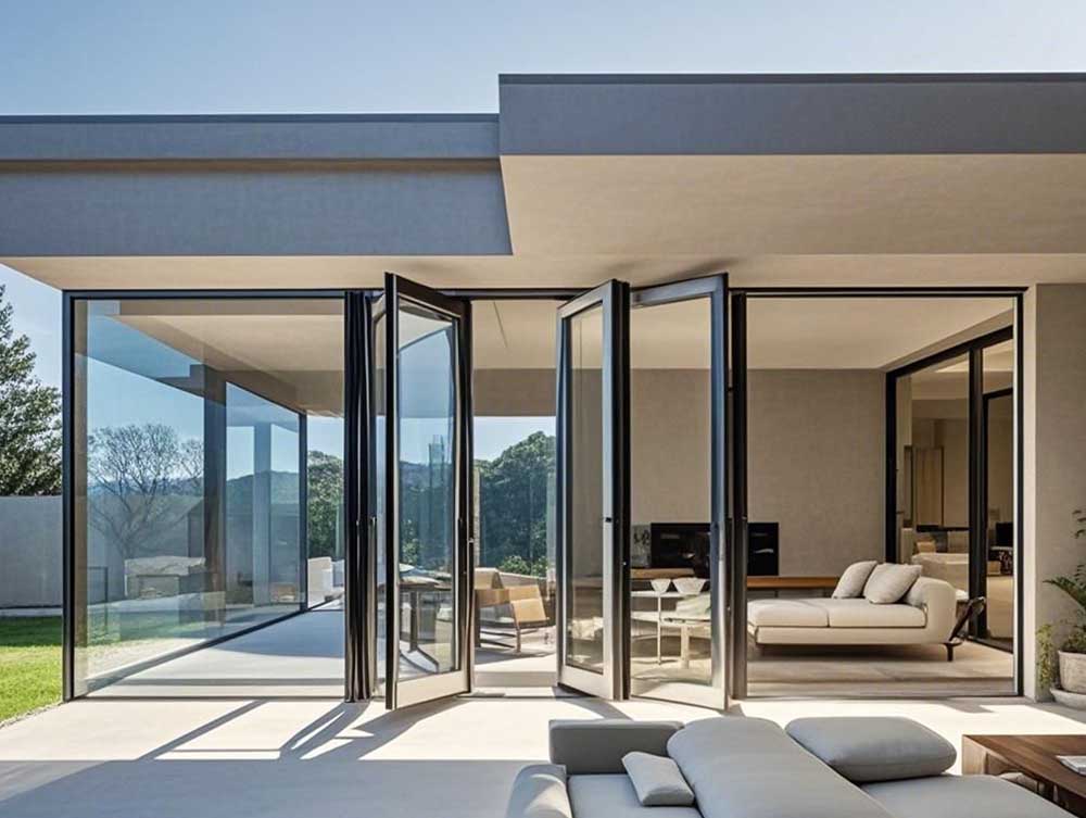 Aluminum folding door for exterior use