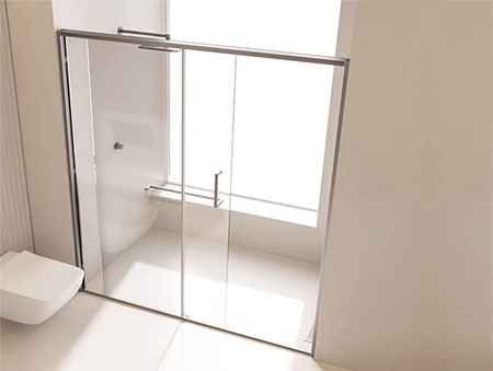 Stainless steel slim-profile shower enclosure