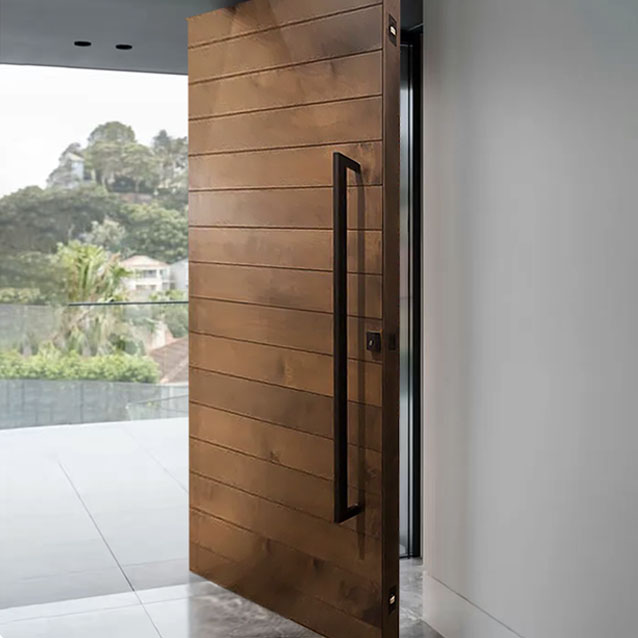Exterior wooden pivot door