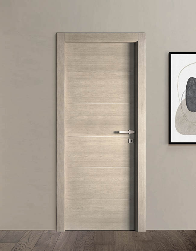Light Oak Veneer Door with Metal Inlays