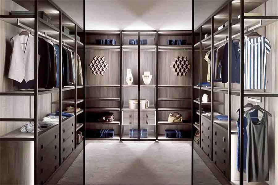 Walk-in closets with metal frames