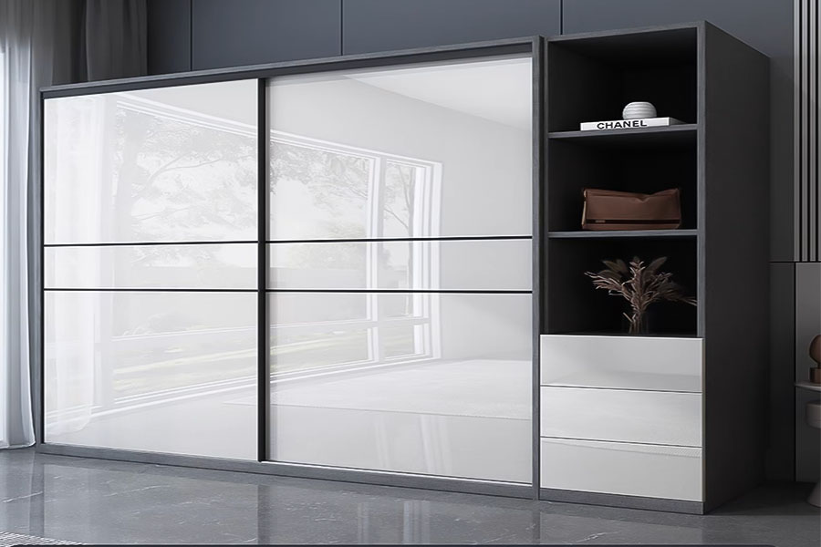 Hi glossy modern style sliding door closet