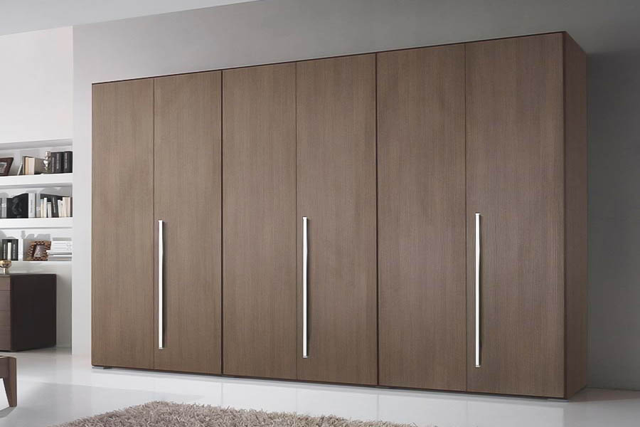 Freestanding hinged wardrobe brown color