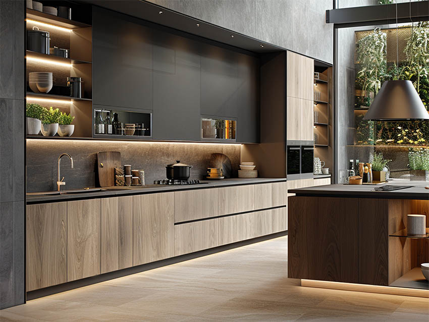 Modern style kitchen cabinet with island