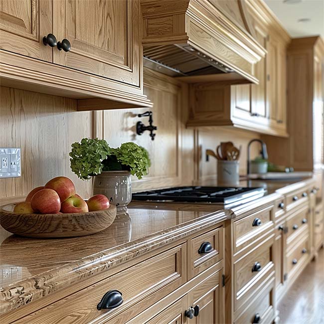 Solid oak kitchen cabinets with granite counter top