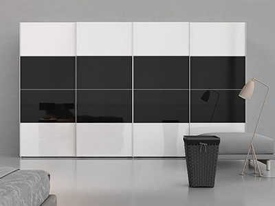 Sliding bedroom closets with sleek aluminum frames
