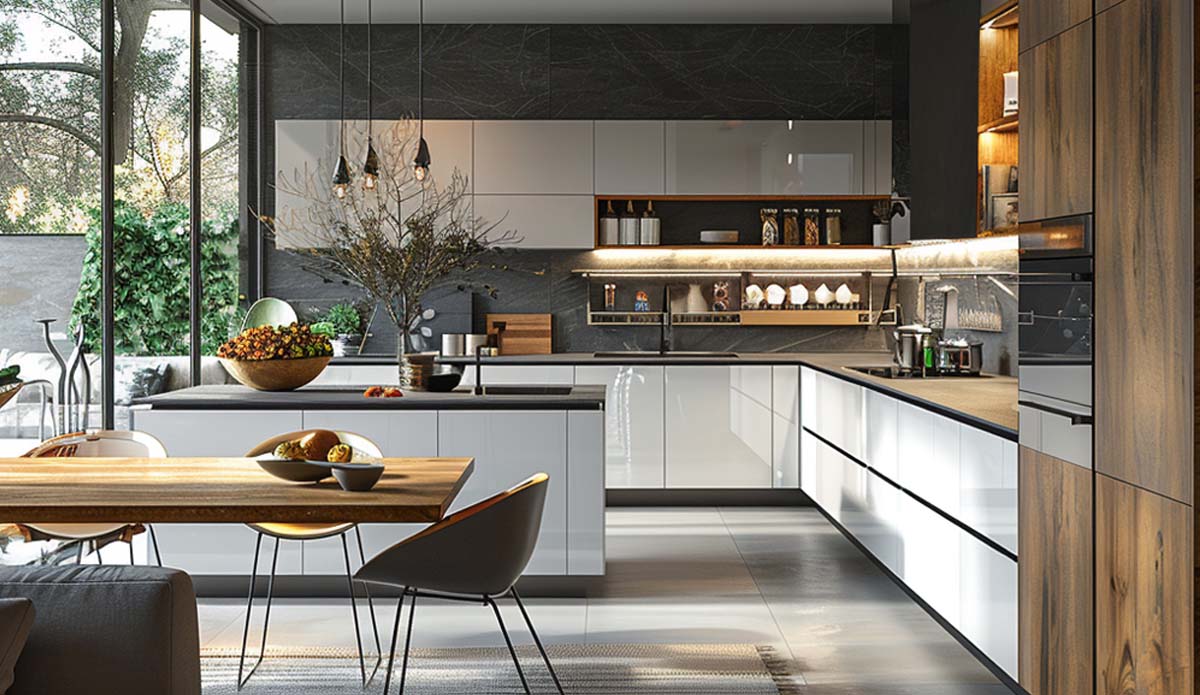 glossy pearl white modern kitchen cabinets