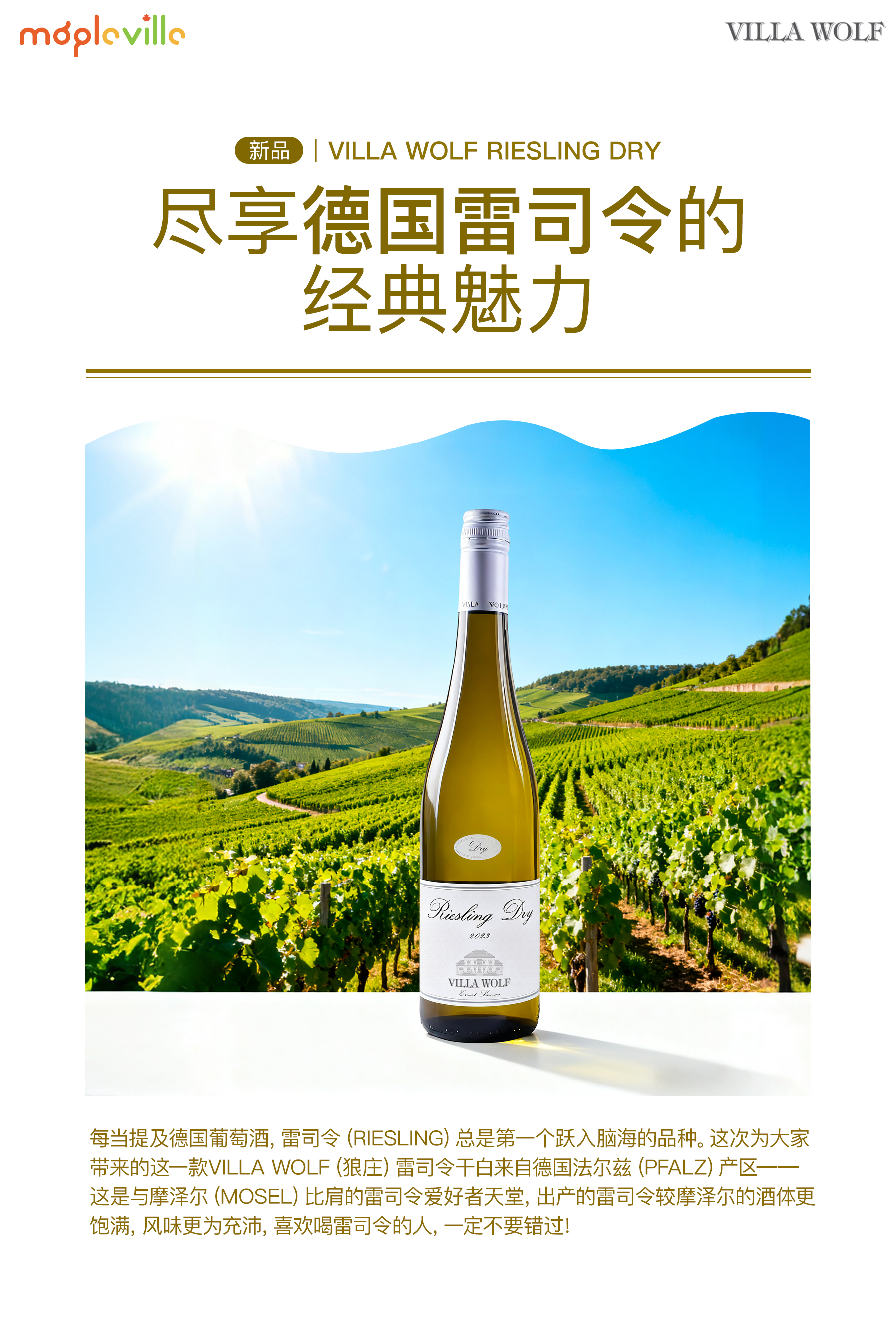 新品丨Villa Wolf Riesling Dry:尽享德国雷司令的经典魅力-枫华源