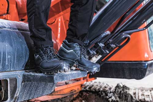 A worker in work shoes