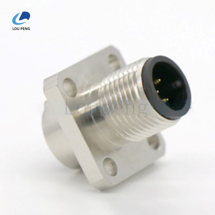 M12方形面板安装连接器公胶芯