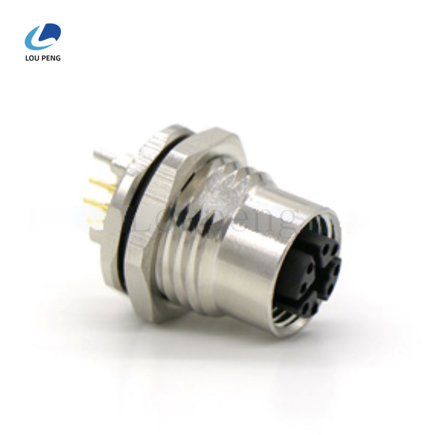 M12以太网X型接口前锁插座连接器母胶芯