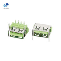 USB2,0-AF90度前两脚插后插绿胶平口铁H7,8