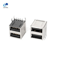 USB2,0-AF90度双层全包弯脚黑胶铁平口