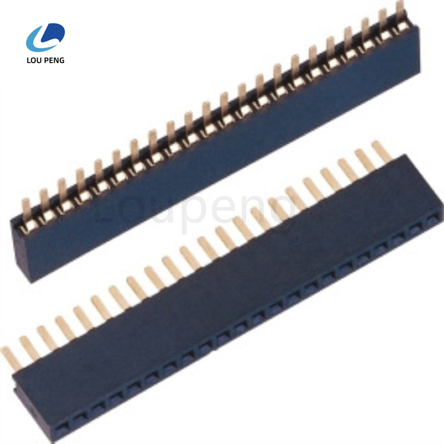 1.27间距排母胶高2.03.44.3U端单排直插2~50P