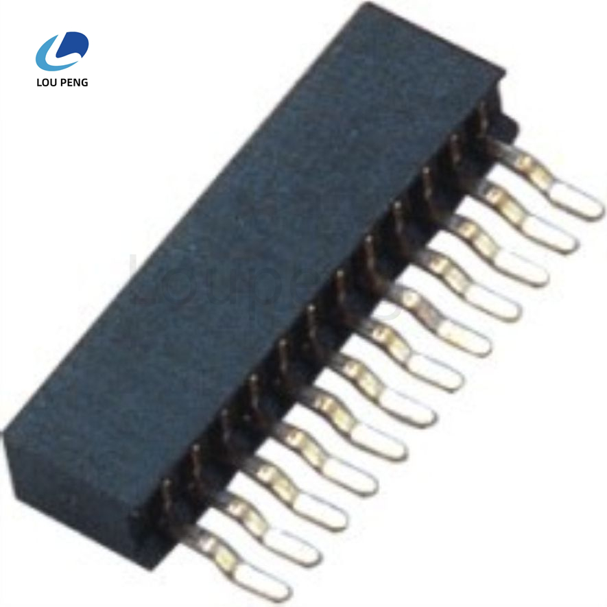 1.0间距排母单排卧贴SMT2~50P胶高2.0镀金