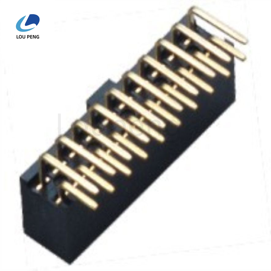 2.54间距排母双排90度弯脚胶高8.5带全凸Y端