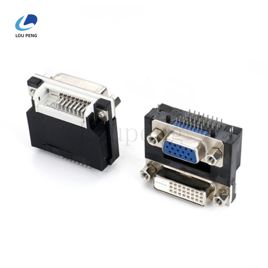 DVI24-0对HDR15母蓝胶，锁4.8螺丝