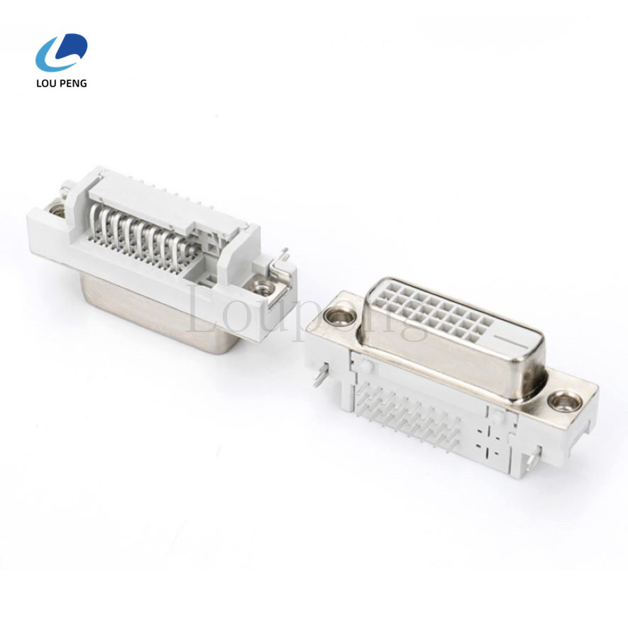 DVI-24-190度插板,半金白胶,铆铁鱼叉,定位柱1.30mm,尾端2.30m，铆合